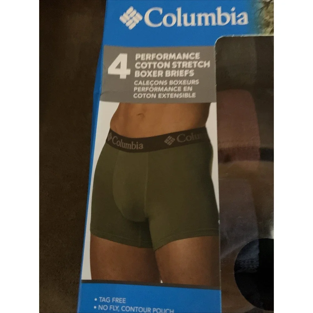 Columbia Performance Cotton Stretch Boxer Briefs Pack Of 4 Men Underwear Size‎ S
